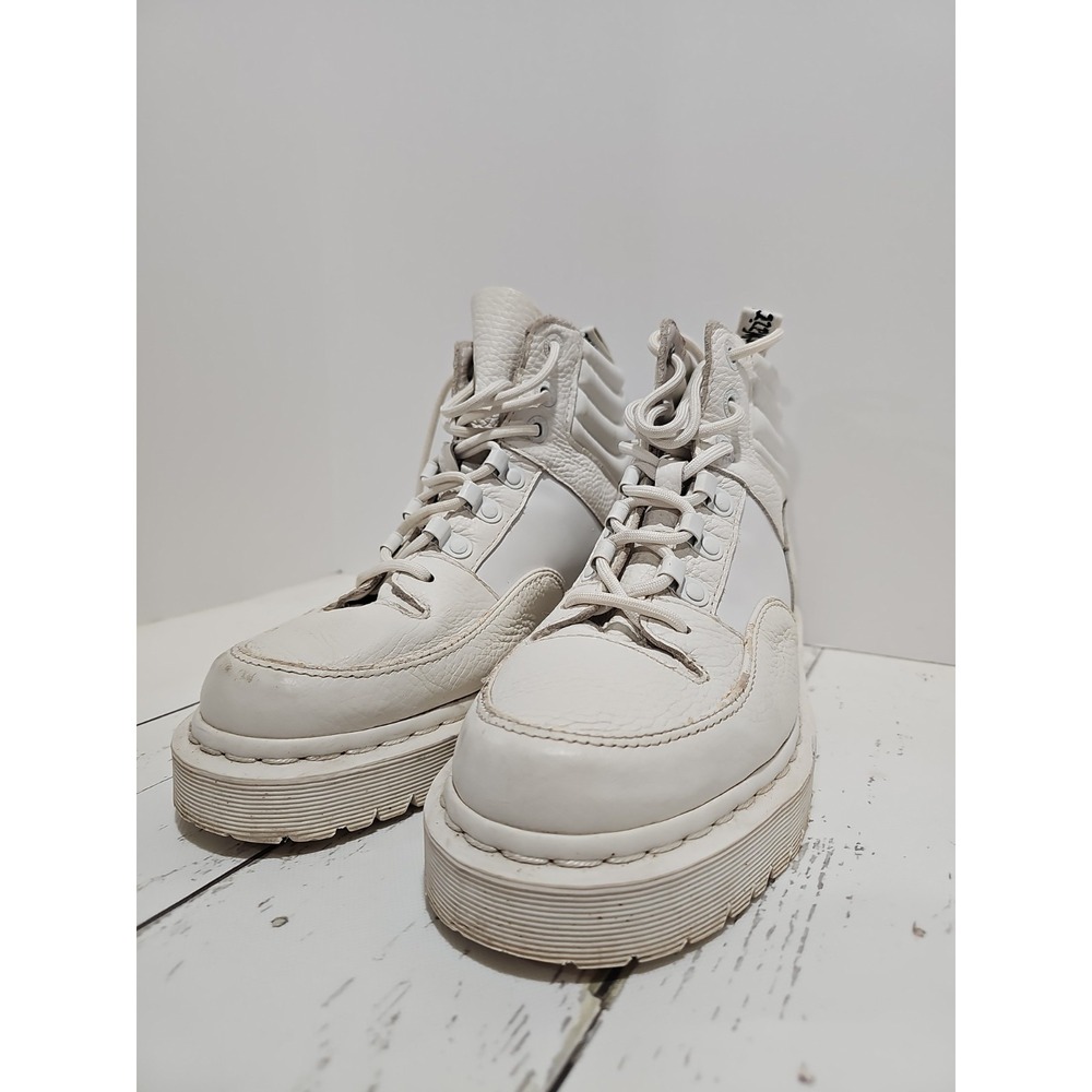 Dr Martens 939 White Leather Hiker Boots Padded Collar Ankle Womens Size 8 - Picture 5 of 16